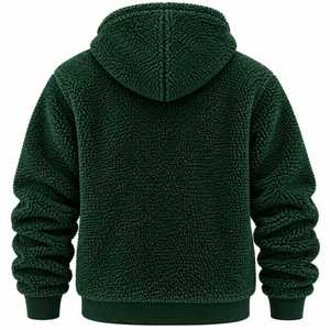 KALEEM QUALITY WEAR Sweat à capuche en polaire vert foncé pour homme, coupe oversize, décontracté, pour l'hiver, avec poche, anti-boulochage - Product Image 2
