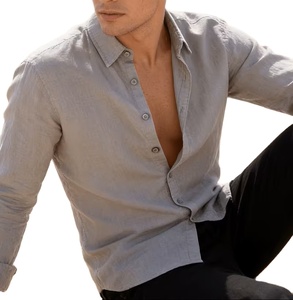 Camisa de Verano para Hombre, Cuello Alto, Manga Larga, Casual, Holgada, de Color Sólido, Absorbente de Sudor, Transpirable y Versátil - Product Image 5