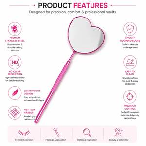 Miroir grossissant mural en forme de cœur avec poignée en acier inoxydable finition mate, accessoire de maquillage pour extension de cils - Product Image 5