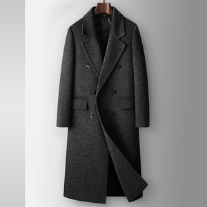 <b>Men's</b> Brown Genuine Leather Double Breasted Notched Lapel Long Breathable <b>Trench</b> <b>Coat</b> with Customized Color & Logo Printing - Product Image 4
