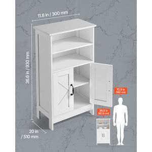 Mobile Bagno Moderno a 4 Ripiani in MDF con 2 Ante e Ripiani Regolabili per Arredamento Casa e Uso Alberghiero - Product Image 3