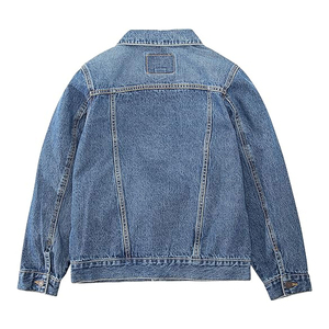 Veste en jean bleu clair pour homme, col rabattu décontracté, coupe classique, simple boutonnage, coton écologique, fermeture éclair, 220g, hiver - Product Image 4