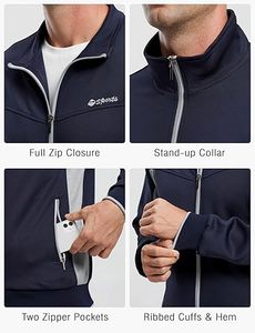 Ensemble de survêtement sportif pour homme Spans, bleu marine, avec fermeture éclair intégrale, coupe décontractée, respirant, style automne, avec empiècements contrastants - Product Image 4