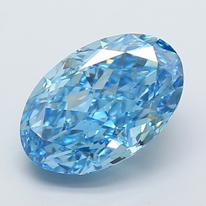 Diamant ovale de 4,05 carats, cultivé en laboratoire par CVD, couleur bleu vif fantaisie, clarté VS2, polissage excellent, pierre précieuse de luxe premium, non montée - Product Image 1