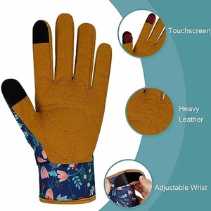 Best Performance Floral Printed Touch Screen <b>Garden</b> <b>Gloves</b> Padded Synthetic Suede Palm <b>Ladies</b> Outdoor Working Safety <b>Gloves</b> - Product Image 3