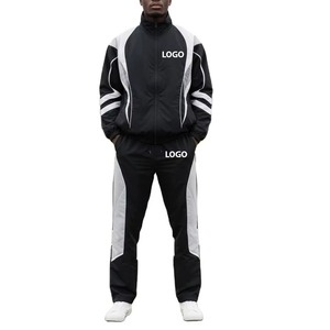 Trendy Customized Winter Solid Printed 100% Cotton Windbreaker <b>Tracksuit</b> Men Regular Fit Drawstring Closure High Street Style - Product Image 1