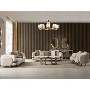 Luxury Solid Teak <b>Wood</b> <b>Sofa</b> Set Modern Glam Cream Velvet 3 2 1 1 Seater Gold <b>Frame</b> <b>Sofa</b> Coffee Table Villa Living Room Furniture - Product Image 1
