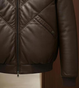 Veste pour homme avec col en fourrure de renard véritable, style élégant, coupe ajustée, personnalisable, toucher doux, veste en cuir véritable de haute qualité - Product Image 5