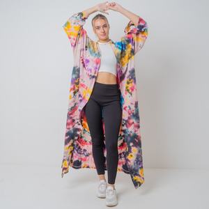 Personalizado bohemio blanco Digital estampado Floral mujer verano ropa de playa borla encaje manga larga abrigo Kimono Bata - Product Image 5