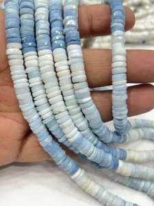 Cuentas de Piedras Preciosas de Alta Calidad para la Elaboración de Joyería, 17 Pulgadas, Ópalo Azul Natural Facetado, Forma de Neumático Heishi, Tamaño 7-8 mm - Product Image 3