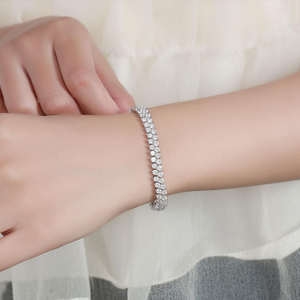 กำไลข้อมือโมอิสซาไนต์แบบเทนนิส สองแถว ลายซิกแซก ประดับเพชร ทอง 14K ของขวัญวันครบรอบแต่งงานสำหรับผู้หญิง ภรรยา คุณแม่ - Product Image 4