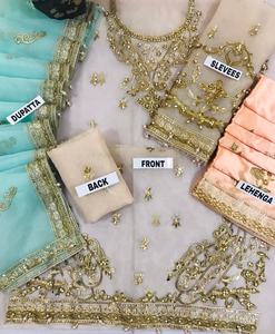 Gharara-vestido de seda bordado, colección de boda de lujo, estilo indio y paquistaní, gran oferta, 2023 - Product Image 3