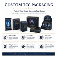 Impression personnalisée de cartes à collectionner TCG 350 g/m², cartes de jeu holographiques, logo OEM, papier artistique avec booster pack et boîte de cartes personnalisée