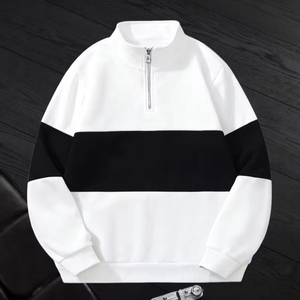 เสื้อฮู้ดผู้ชายผ้าฝ้าย 100% ทรงโอเวอร์ไซส์ สีตัดต่อ สวมใส่สบาย เหมาะสำหรับฤดูหนาว ทรงปกติ ผ้าเฟรนช์เทอร์รี่ถัก - Product Image 1
