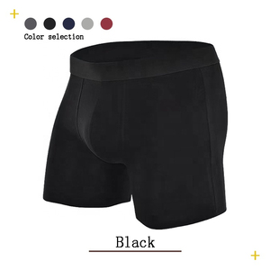 Men Spandex/<b>Polyester</b> Eco-Friendly Anti-Bacterial <b>Boxer</b> Briefs Solid Color Mid-Rise Breathable Knitted with Waist Logo - Product Image 5