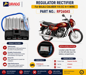 Régulateur redresseur 4+1 fils Bajaj Caliber 115cc, qualité export, pour pièces détachées de deux-roues, Inde, Orado - Product Image 3
