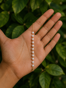 Gold Plated Imitation Pearl Strand Bracelet Classic Women's Wedding Jewelry Alloy Chain Link <b>Bangles</b> Handcrafted Round Pearl - Product Image 1