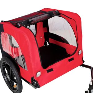 Remorque pliable rouge pour vélo, pour chiens, utilisation extérieure, avec réflecteurs et drapeau de sécurité inclus, transporteur pour animaux de compagnie - Product Image 3