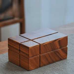 Caja de pañuelos de madera de diseño clásico, hecha a mano, impermeable, duradera, decorativa, con mecanismo de resorte, para el hogar y el comedor. - Product Image 3