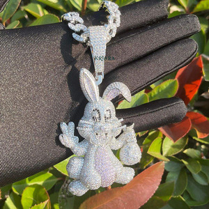 Colgante de Conejo con Diamante de Laboratorio y Cristal, Chapado en Oro Rosa, Estilo Hiphop, Amuleto Unisex - Product Image 5