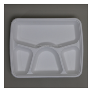 Assiette carrée en bagasse la plus vendue, plateau carré compartimenté en pulpe de canne à sucre durable, taille personnalisée, emballage en vrac pour service alimentaire - Product Image 1