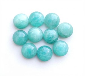 Cabochon rond en amazonite naturelle, dos plat, pierre précieuse non montée pour la création de bijoux - Product Image 2