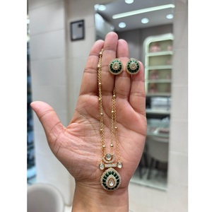 Precioso Conjunto de Collar y Aretes de Moissanita Chapados en Oro de Primera Calidad, a la Moda, para Bodas, Compromisos y Fiestas, Colección para Mujer - Product Image 2