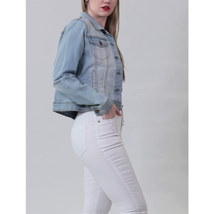 Newest Style Women's Breathable Cotton Denim Jacket Long Sleeves Bulk Quantity Customizable - Product Image 4
