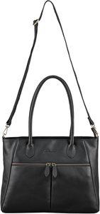 Bolso Tote de Cuero Genuino para Mujer, Estilo Clásico, Cierre de Cremallera, Correa para el Hombro, Uso Diario, Color Negro, de la India - Product Image 2
