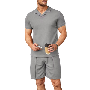 Conjuntos de Camisa y Pantalones Cortos Casuales de Verano para Hombre, Camisa Polo con Solapa, Conjuntos de 2 Piezas, Trajes Sólidos para Hombre - Product Image 4