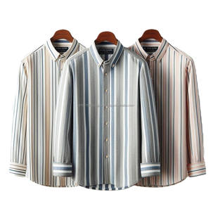 Camisas de hombre de estilo formal de algodón 100% personalizadas con cuello elegante, tela transpirable antiarrugas y diseño a rayas - Product Image 5