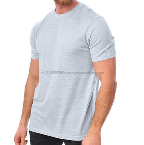T-shirt ajusté en laine mérinos pour la gym, col rond, streetwear d'été, mélange tricoté respirant, séchage rapide, vierge - Product Image 2