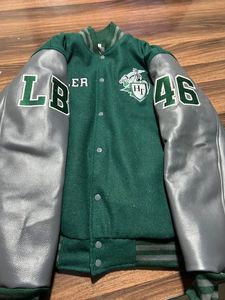Grüne Varsity-Jacke für Herren mit Chenille-Stickerei des Buchstabens A, 1% aus Canvas, Baseball-Jacke, Herbst, reguläre Passform - Product Image 6