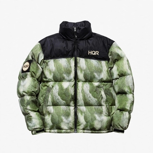HQR Doudoune unisexe unie à capuche avec fermeture éclair, respirante, coupe-vent, pour l'hiver, style décontracté, coupe régulière, style urbain, en polaire - Product Image 1