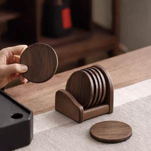 ชุดจานรองแก้วไม้มะม่วงแท้พร้อมที่วาง |   ชุดจานรองแก้วสไตล์ชนบท 6 ชิ้น - Product Image 4