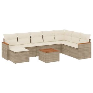 Beige Garden <b>Sofa</b> Set <b>Rattan</b> Outdoor Furniture Waterproof Cushion Contemporary Design - Product Image 4