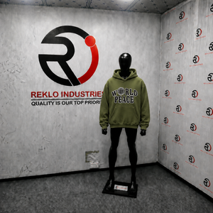 เสื้อฮู้ด World Peace Olive ทรงโอเวอร์ไซส์ สตรีทแวร์ ลายกราฟิก เสื้อพูลโอเวอร์แบบสวม Unisex สไตล์ลำลอง ผ้าฟลีซ มีฮู้ด ลายพิมพ์โลกสไตล์วินเทจ แนว Urban - Product Image 3