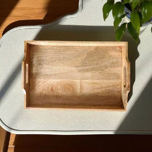 Plateau de service multifonctionnel en bois Art Déco avec poignée métallique, luxe moderne, rangement pour mariage - Product Image 1