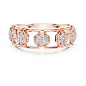 Bague ouverte de luxe en alliage d'argent sterling avec pavé hexagonal de moissanite |   Bague de créateur plaquée or rose pour hommes et femmes - Product Image 1