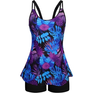 Ensemble tankini imprimé pour femmes avec shorty, vêtements de plage confortables pour l'été - Product Image 2