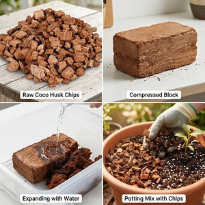 CocoPeat Husk CHIP 5kg Triple Lavado, Medio de Cultivo Hidropónico Natural y Ecológico para Jardinería, Cultivo de Vegetales y Macetas - Product Image 6