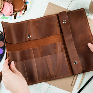 Rouleau à outils en cuir de qualité supérieure pour artistes, porte-crayons portable, organisateur de rangement pour dessin, conception personnalisée, vente en gros OEM, prix d'usine - Product Image 6