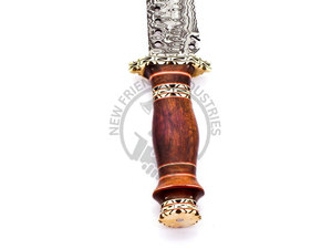 Couteau Bowie en acier Damas de 13 pouces, forgé à la main, lame fixe, couteau de chasse avec manche en bois et laiton, couteau de camping, couteau de survie ultra-affûté - Product Image 3