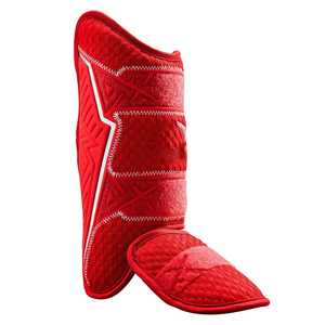 Red Gel-to-Shell Baseball Shin Guard Adjustable Breathable <b>Foam</b> <b>Padded</b> Leg Protector for Softball Training - Product Image 3