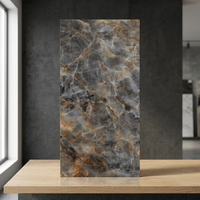 Vintage Onyx Noir 160x320cm Pierre Frittée Poli Glacé Salle De Bains Carrelages Murs Sols Porcelaine Céramique Marbre Pierre Dalle