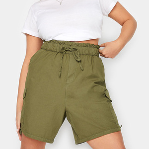 High Waist <b>Women's</b> <b>Cargo</b> <b>Shorts</b> Cotton Spandex Canvas Dark Wash Quick Dry Breathable Button Fly Casual Solid Color Pocket Design - Product Image 5