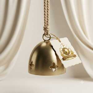 กระดิ่งโลหะทรงโดมสีทอง ประดับดาวแบบฉลุ พร้อมเชือกตกแต่ง สไตล์วินเทจ งานฝีมือ กระดิ่งโลหะ ของขวัญเทศกาล ของขวัญวันหยุด ขายส่ง - Product Image 4