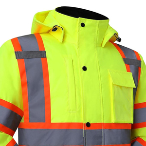 Men's Lightweight Breathable <b>SoftShell</b> Reflective <b>Hi</b> <b>Vis</b> ANSI Class 2 Workplace Safety <b>Jacket</b> Waterproof Cotton Safety <b>Jacket</b> - Product Image 6