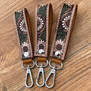 พวงกุญแจหนังห่วงคล้องข้อมือสำหรับผู้หญิงทำจากหนังแท้ที่ทนทานปรับแต่งได้ตามต้องการ - Product Image 2