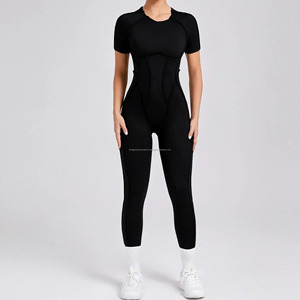 Combinaison de yoga pour femmes, col montant, manches longues, couleur unie, respirante, séchage rapide, légère, grande taille, pour la salle de sport et l'entraînement - Product Image 4